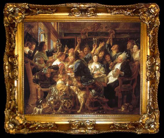 framed  Jacob Jordaens Feast of the bean King, ta009-2